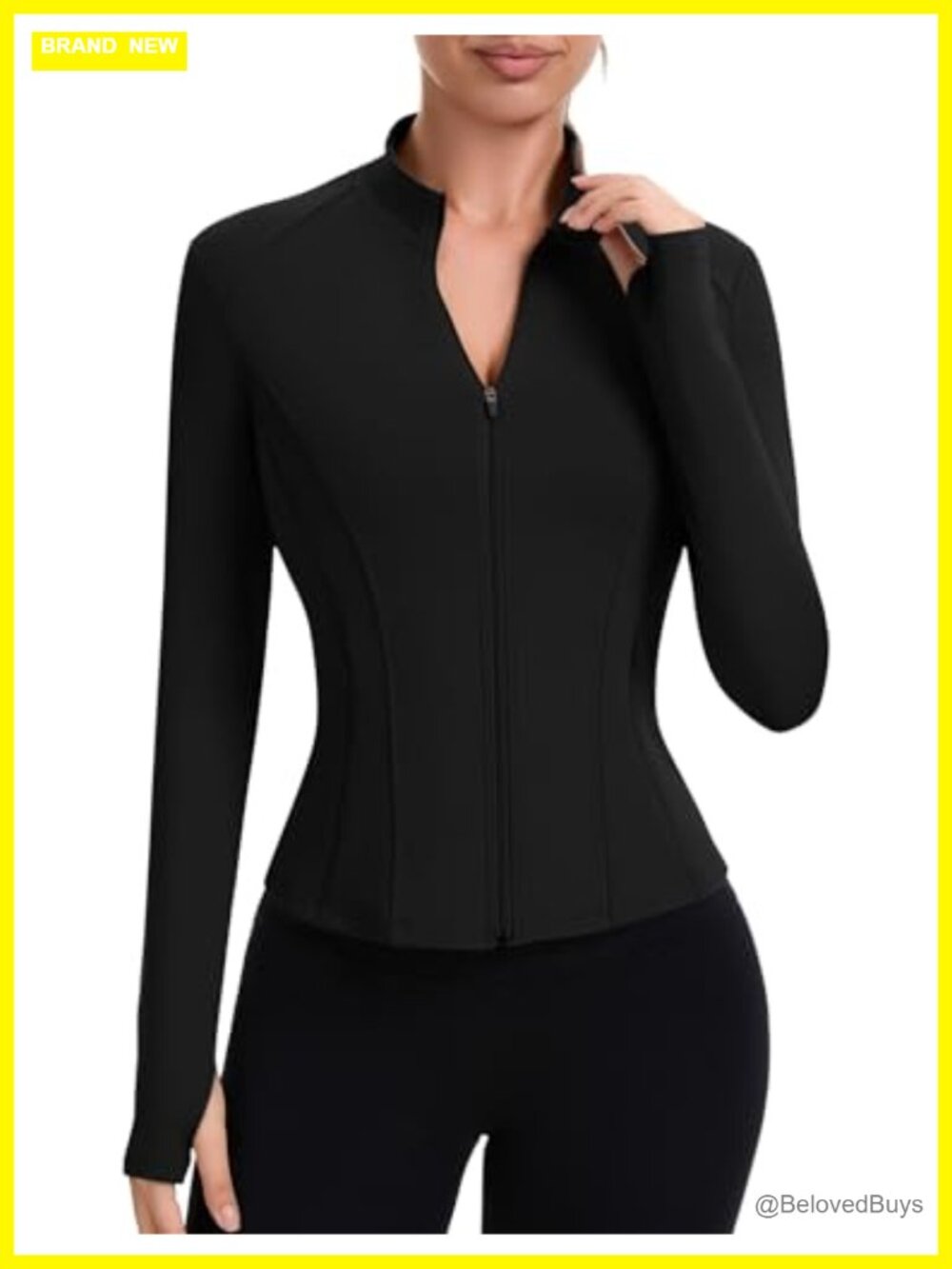 Zip Up Cropped Workout Jacket Long Sleeve with Thumb Holes and Pockets